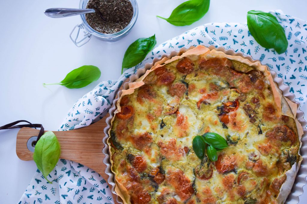 vegetarische quiche caprese