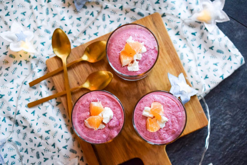 bietenmousse met geitenkaas en sinaasappel